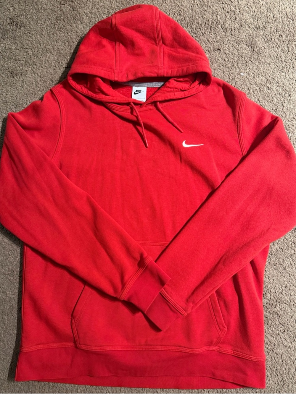 Nike Red Pullover Hoodie with  embroidery White Swoosh